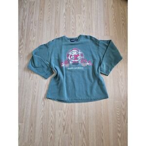 Tompkins Avenue Vintage Christmas Bear Crewneck – Green Waffle Knit